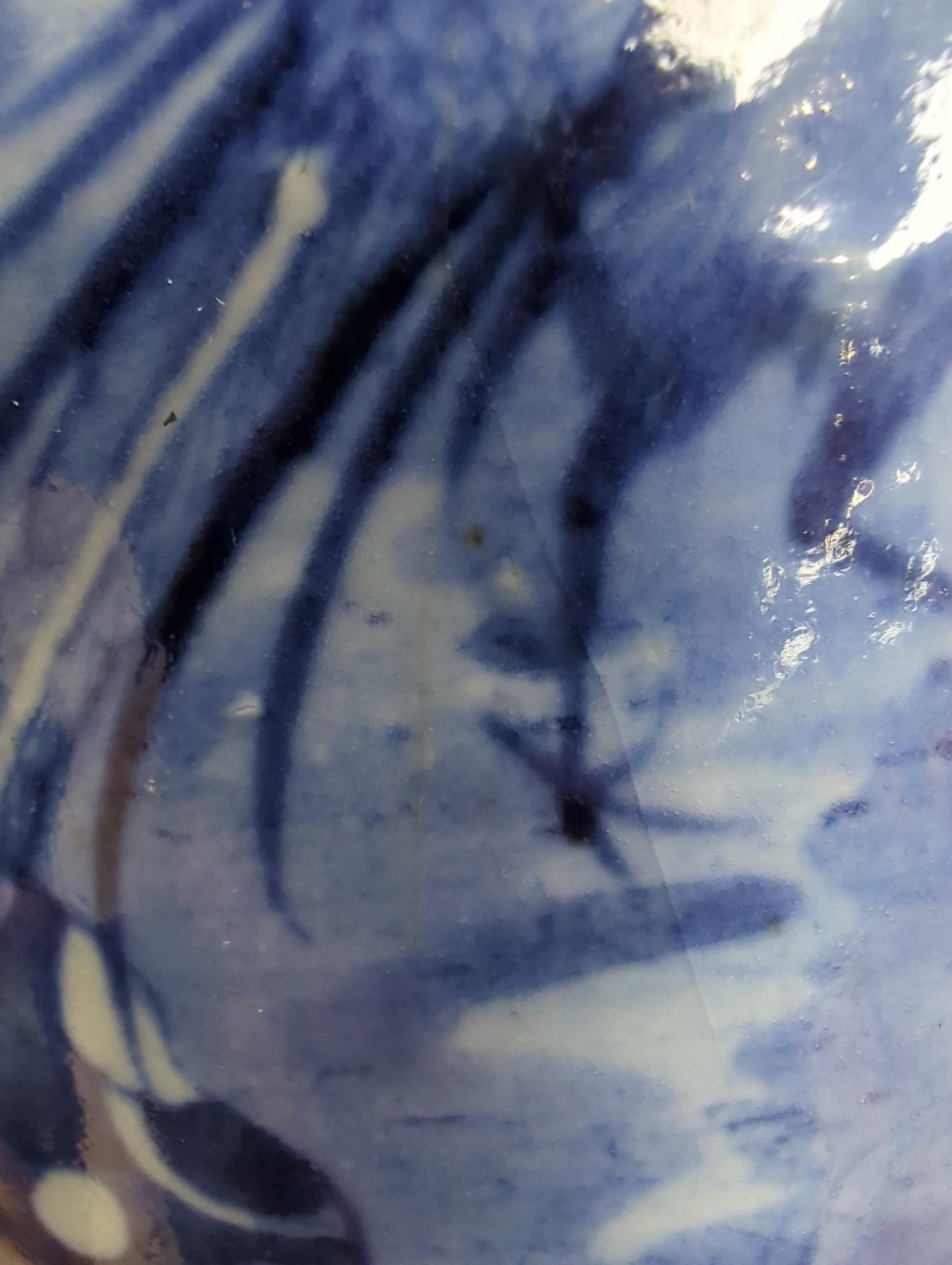 A large Chinese blue and white vase, blossoms, peaches and birds, 37cm